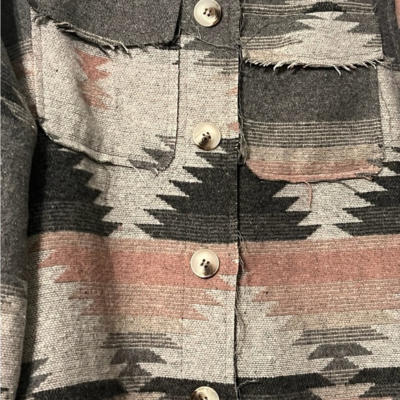 Grey and Pink Aztec Button Up Jacket Women’s - Picture 8 of 10